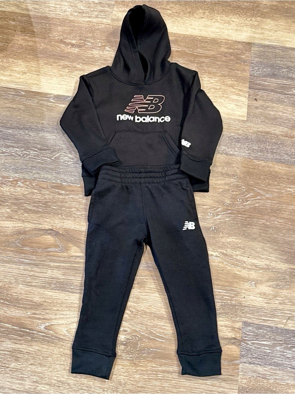 New Balance Brush Back Stacked Logo Hoodie & Jogger - 2T